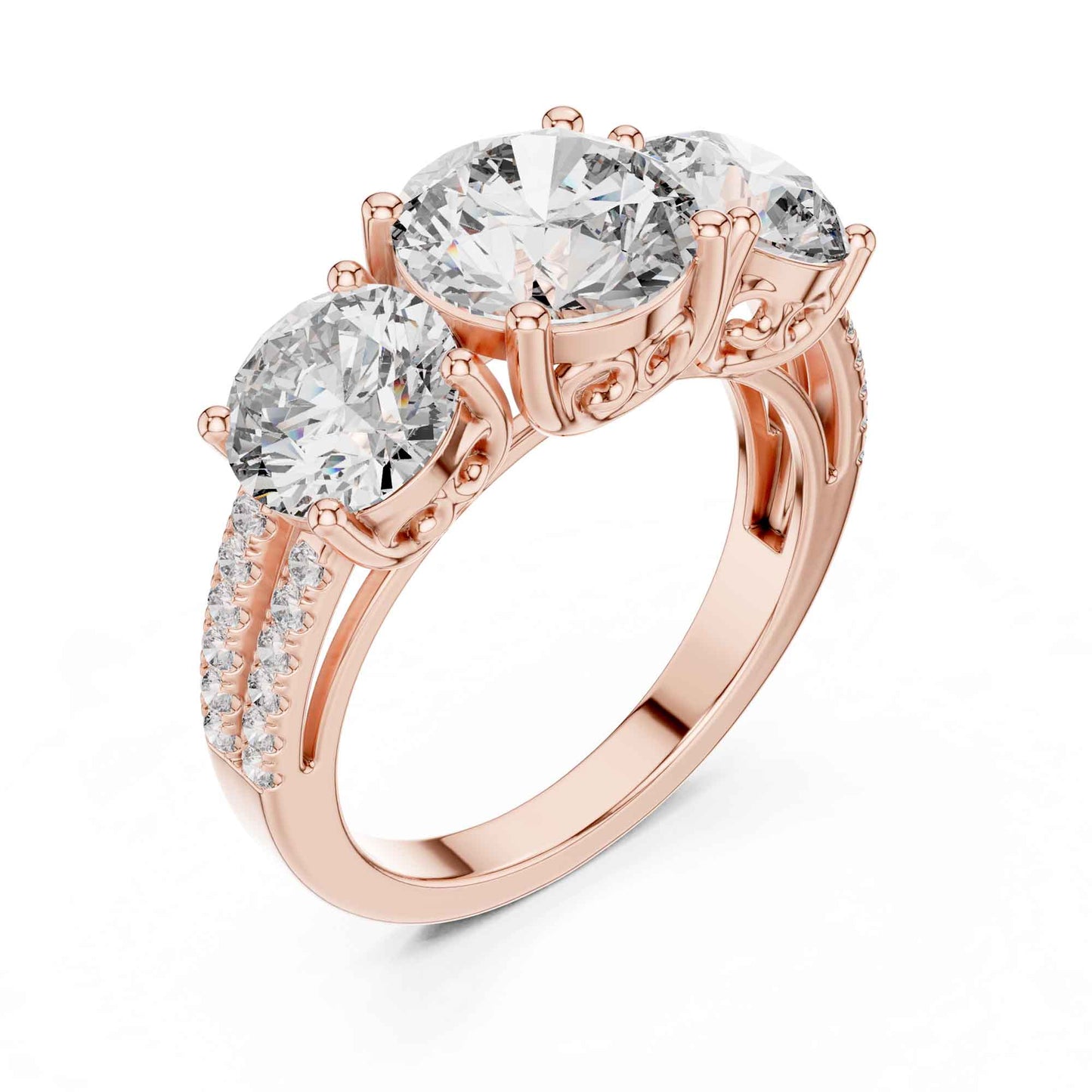 2 Carat Round Brilliant Three-Stone Diamond Ring