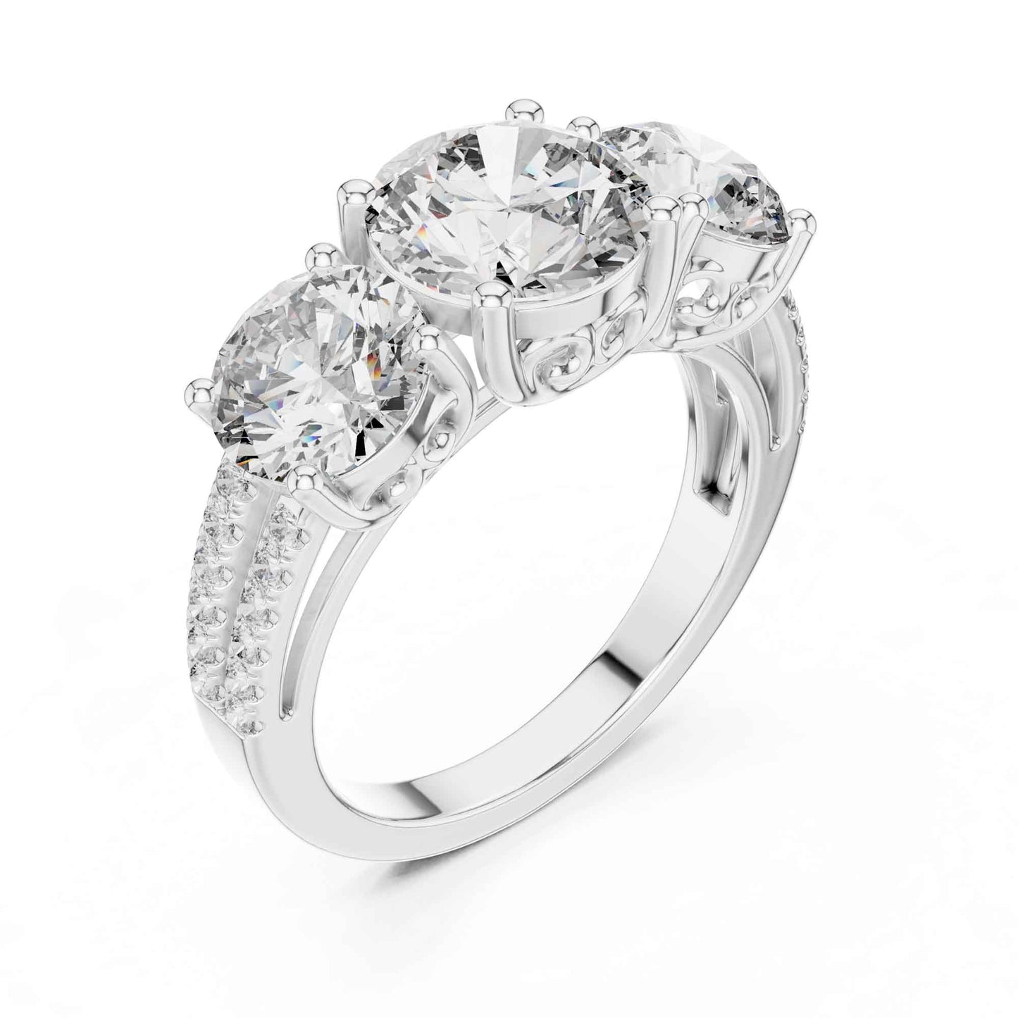 2 Carat Round Brilliant Three-Stone Diamond Ring