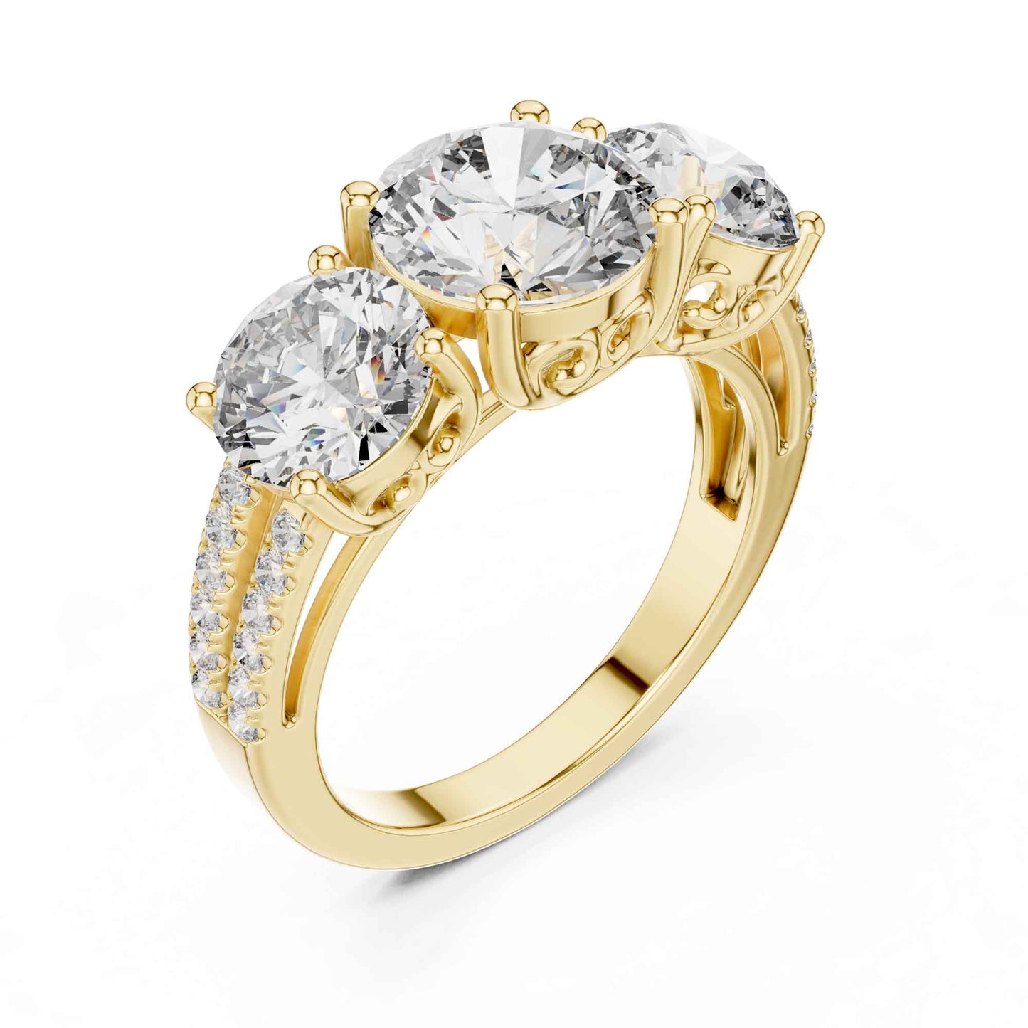 2 Carat Round Brilliant Three-Stone Diamond Ring
