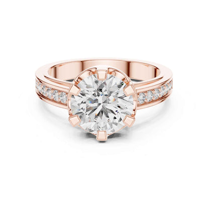 1.5 Carat Round Brilliant Solitaire Diamond Ring with Pavé Band