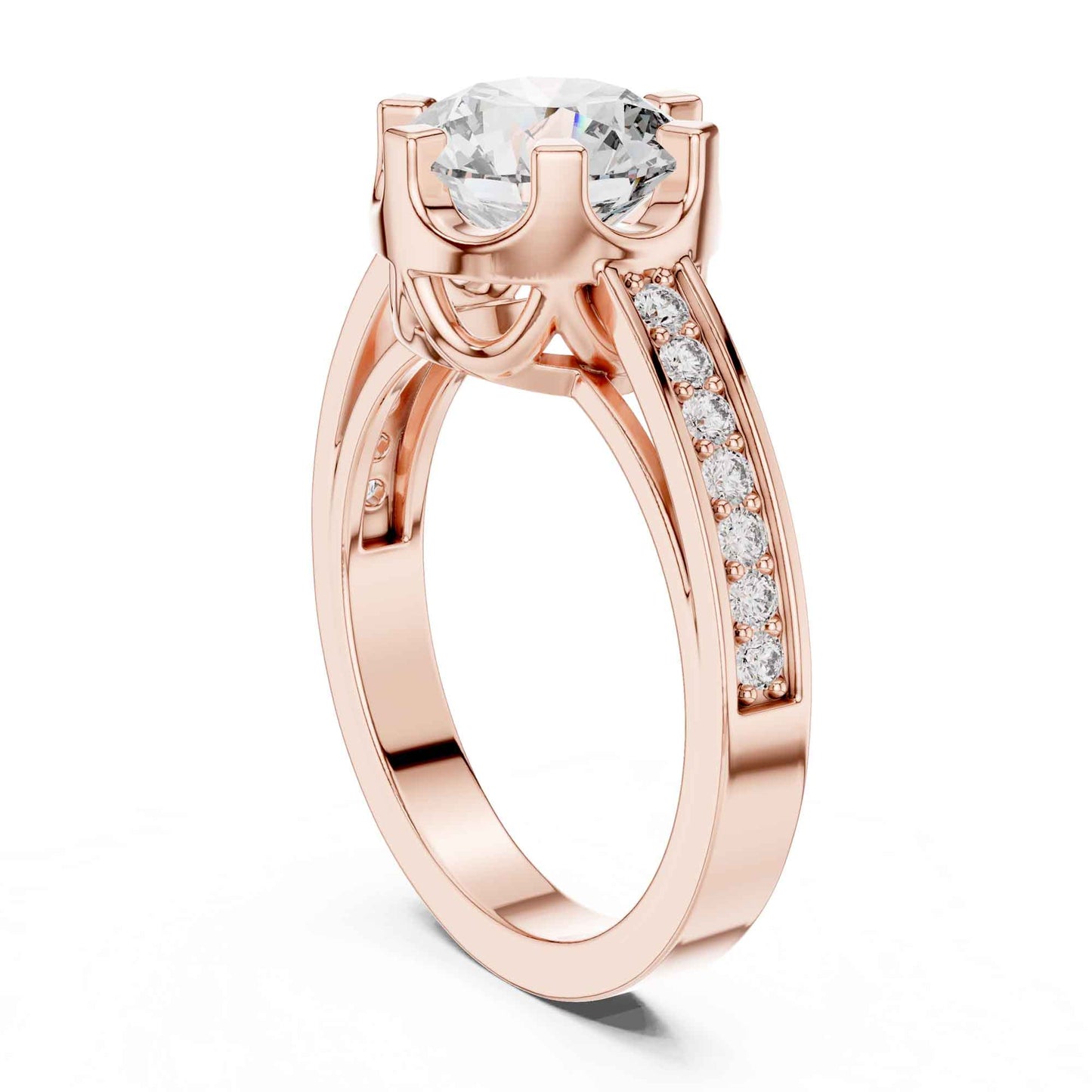 1.5 Carat Round Brilliant Solitaire Diamond Ring with Pavé Band