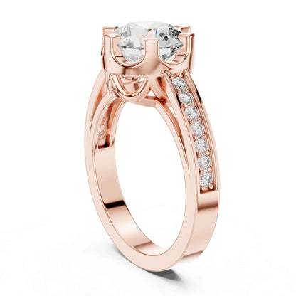 1.5 Carat Round Brilliant Solitaire Diamond Ring with Pavé Band