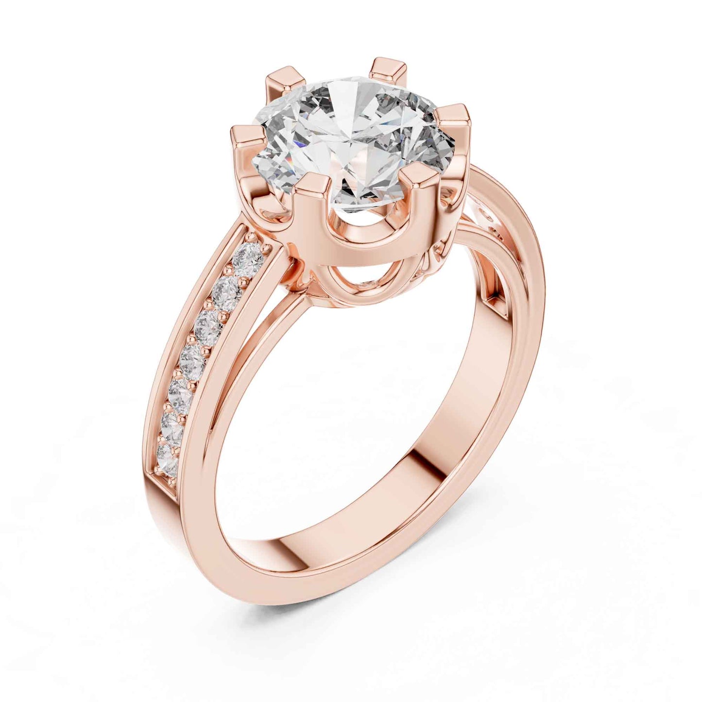 1.5 Carat Round Brilliant Solitaire Diamond Ring with Pavé Band