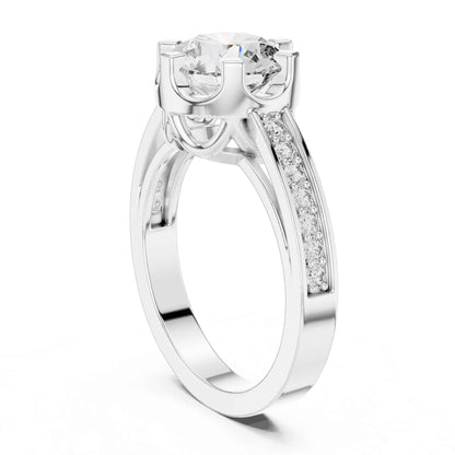 1.5 Carat Round Brilliant Solitaire Diamond Ring with Pavé Band