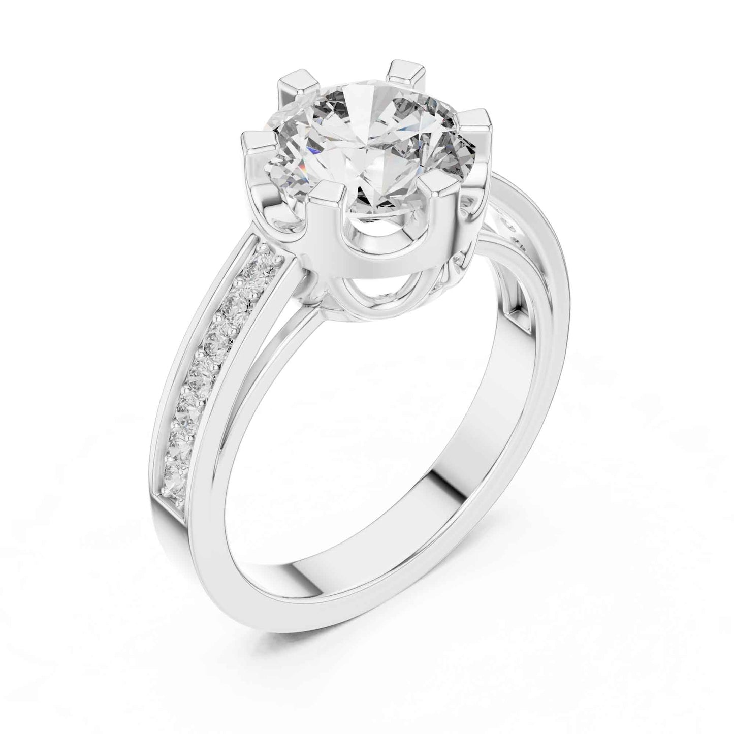 1.5 Carat Round Brilliant Solitaire Diamond Ring with Pavé Band