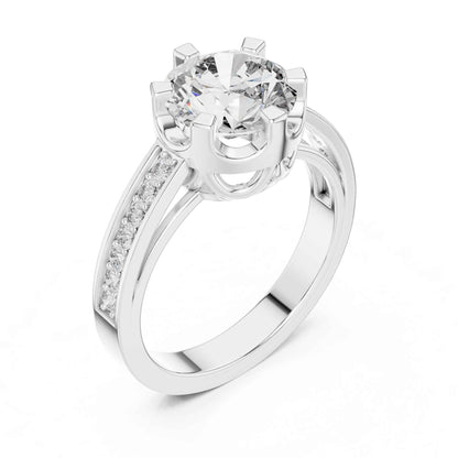 1.5 Carat Round Brilliant Solitaire Diamond Ring with Pavé Band