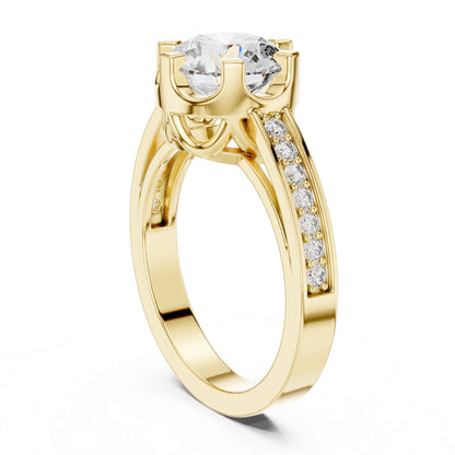 1.5 Carat Round Brilliant Solitaire Diamond Ring with Pavé Band