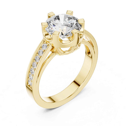 1.5 Carat Round Brilliant Solitaire Diamond Ring with Pavé Band