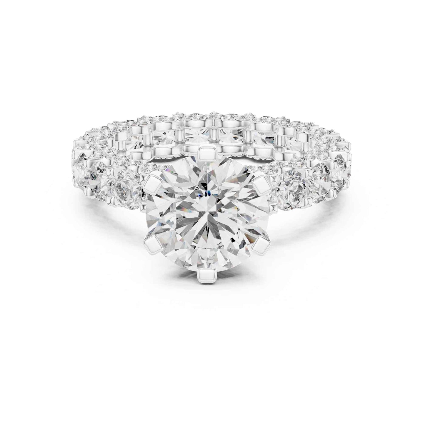 2 Carat Round Brilliant Diamond Engagement Ring with Eternity Pavé Band