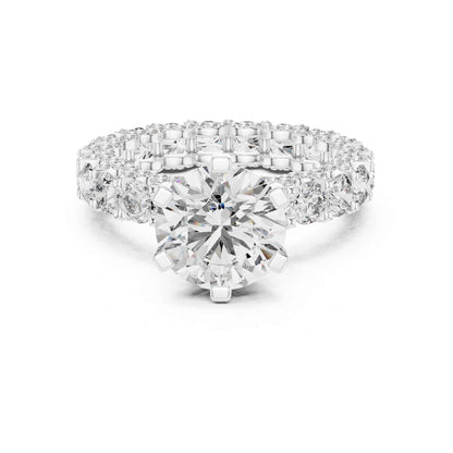 2 Carat Round Brilliant Diamond Engagement Ring with Eternity Pavé Band