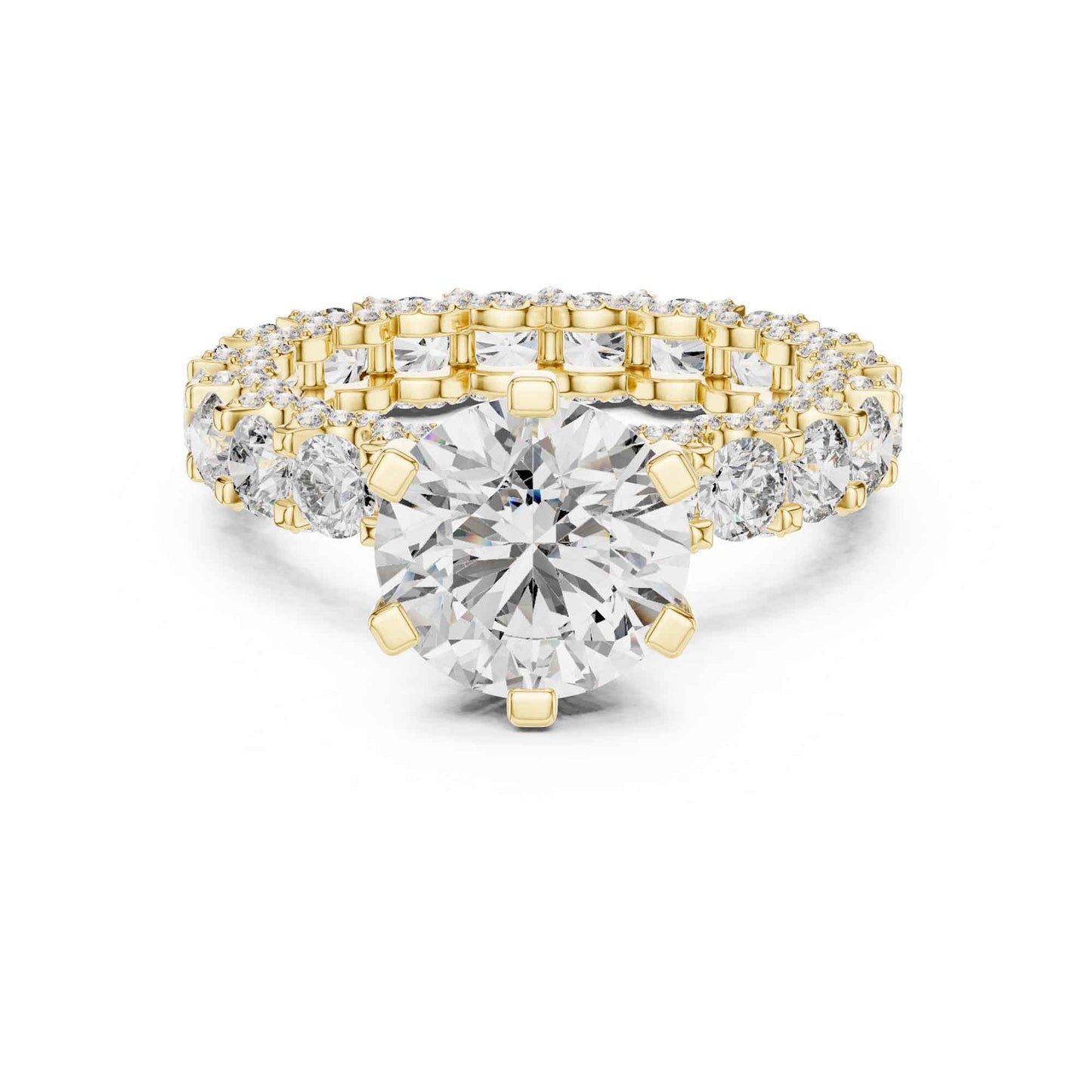 2 Carat Round Brilliant Diamond Engagement Ring with Eternity Pavé Band