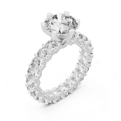 2 Carat Round Brilliant Diamond Engagement Ring with Eternity Pavé Band
