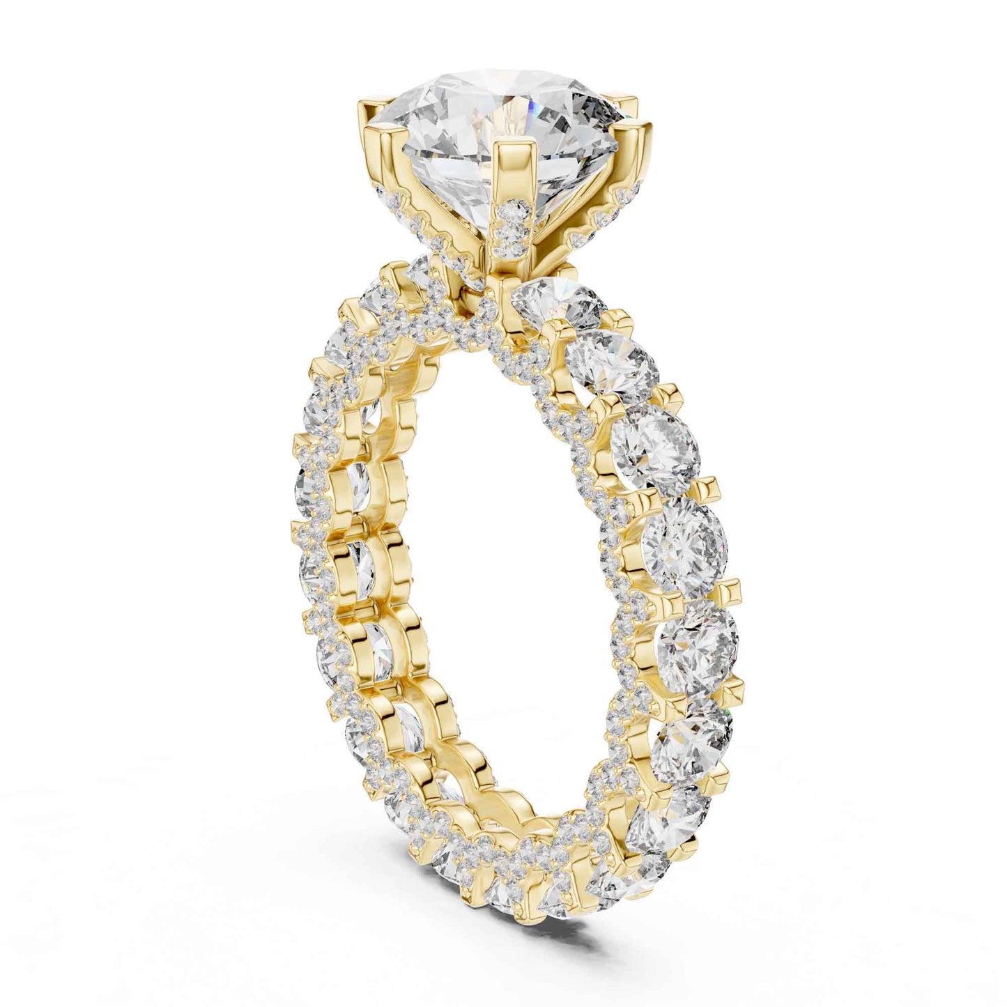 2 Carat Round Brilliant Diamond Engagement Ring with Eternity Pavé Band