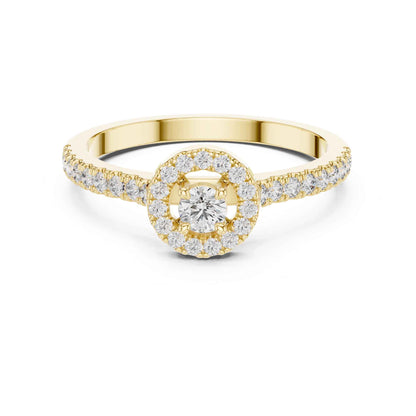 Round Halo Diamond Engagement Ring with Pavé Band