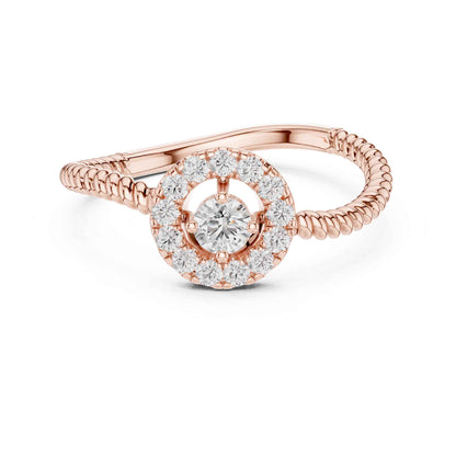 Round Halo Diamond Ring with Twisted Rope Band