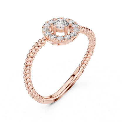Round Halo Diamond Ring with Twisted Rope Band