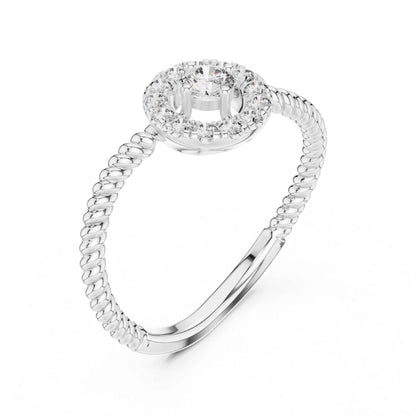 Round Halo Diamond Ring with Twisted Rope Band