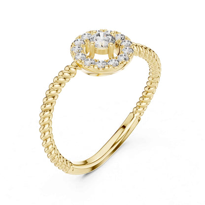 Round Halo Diamond Ring with Twisted Rope Band