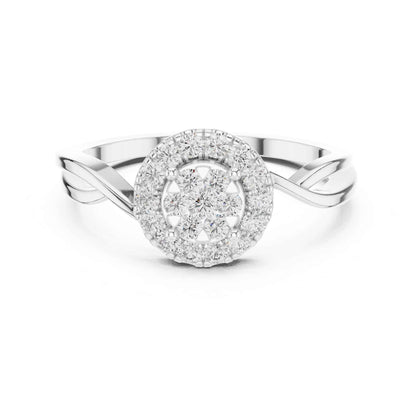 Round Diamond Halo Ring with Twisted Band