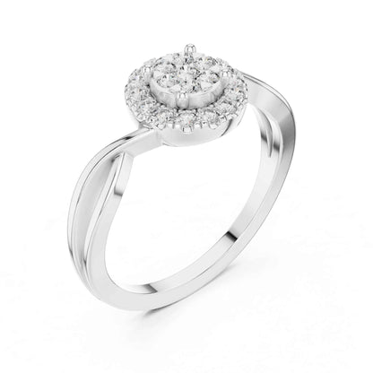 Round Diamond Halo Ring with Twisted Band