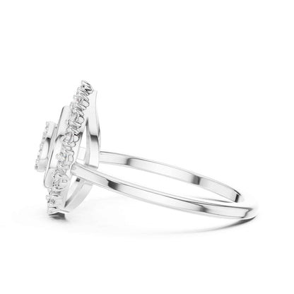 Round Cut Diamond Halo Engagement Ring with Openwork Design