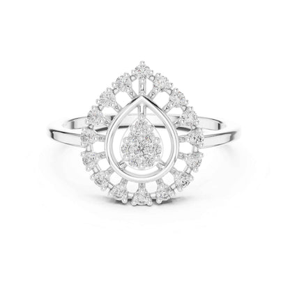Round Cut Diamond Halo Engagement Ring with Openwork Design