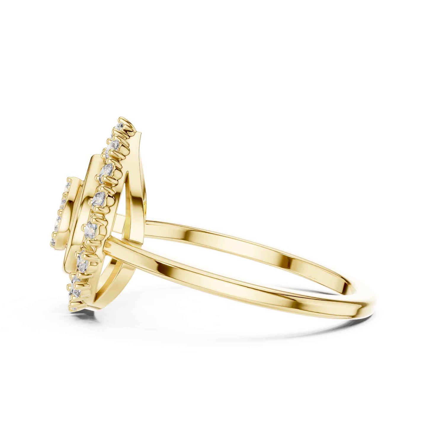 Round Cut Diamond Halo Engagement Ring with Openwork Design