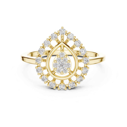 Round Cut Diamond Halo Engagement Ring with Openwork Design