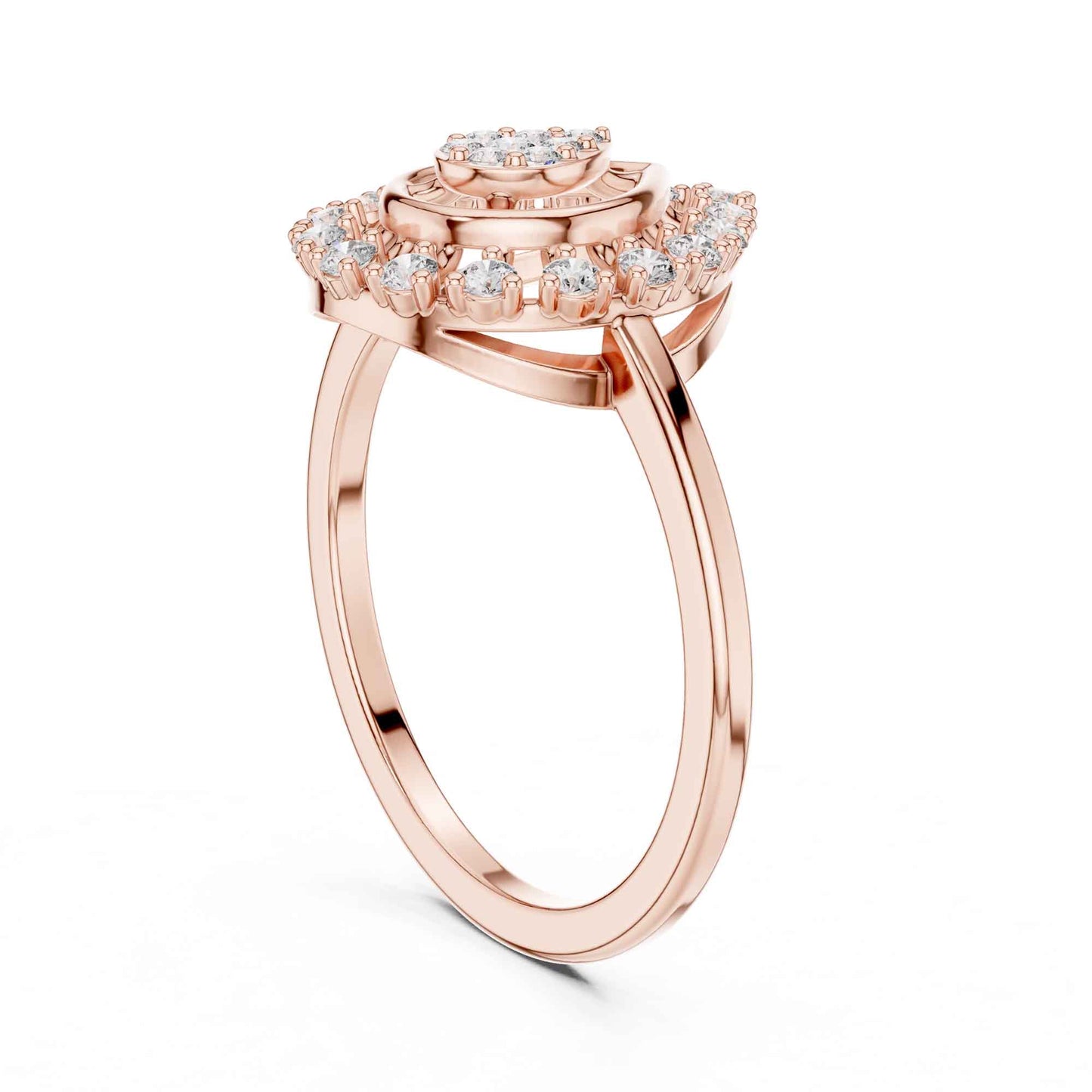 Round Cut Diamond Halo Engagement Ring with Openwork Design