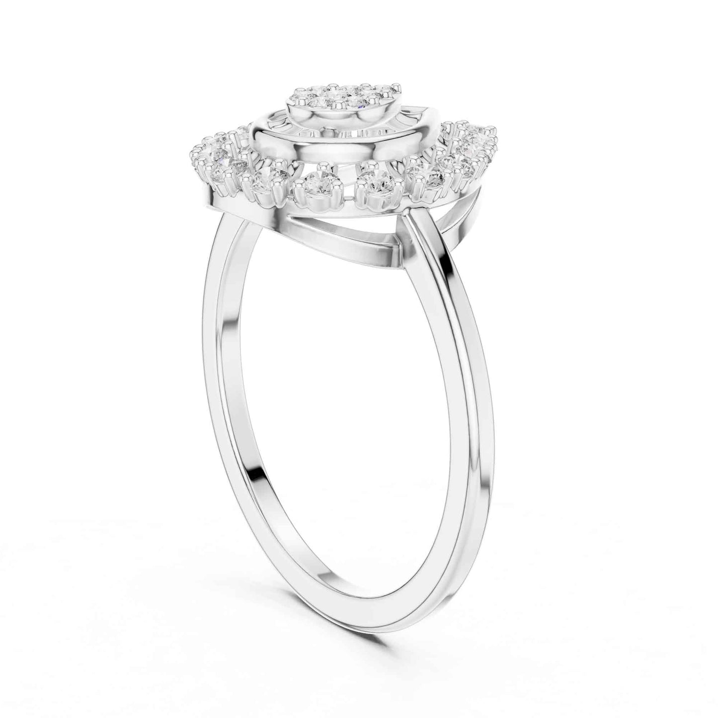 Round Cut Diamond Halo Engagement Ring with Openwork Design