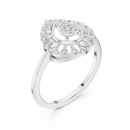 Round Cut Diamond Halo Engagement Ring with Openwork Design