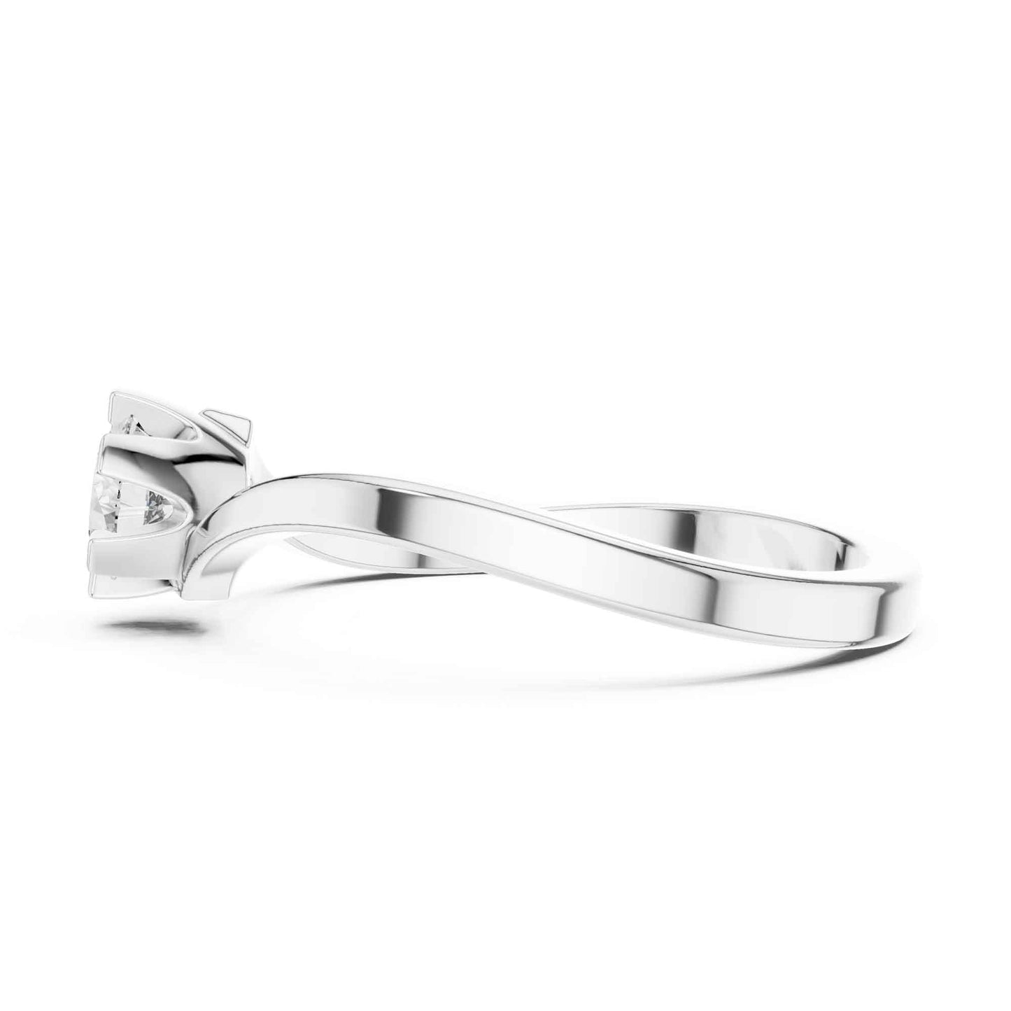 0.30 Carat Round Cut Diamond Engagement Ring with Modern Bypass Band