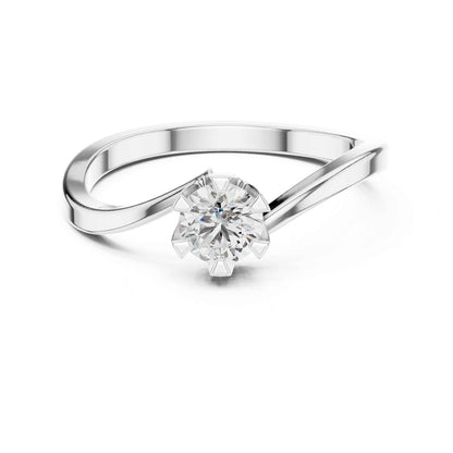 0.30 Carat Round Cut Diamond Engagement Ring with Modern Bypass Band