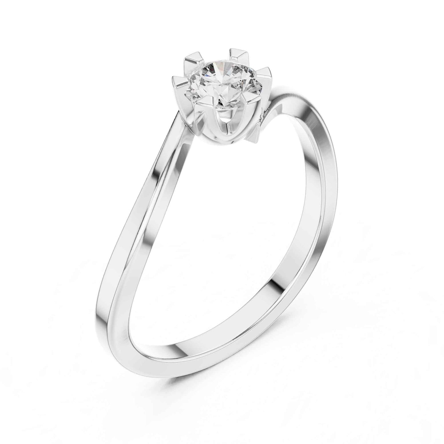 0.30 Carat Round Cut Diamond Engagement Ring with Modern Bypass Band