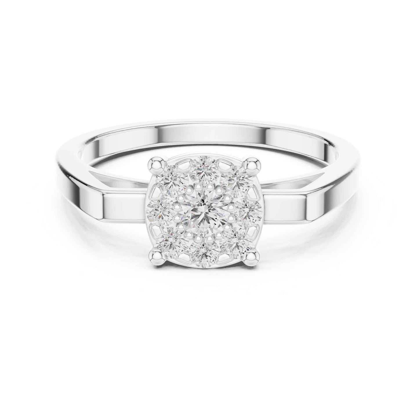 Cushion-Style Round Diamond Cluster Engagement Ring