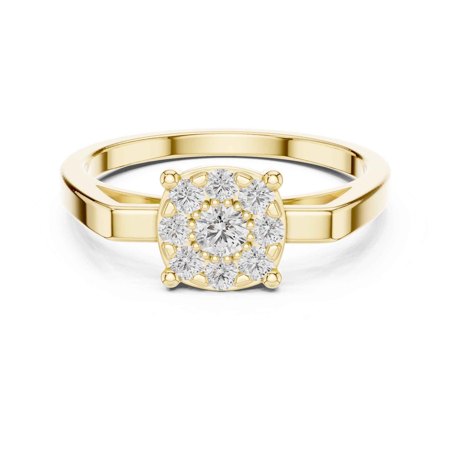 Cushion-Style Round Diamond Cluster Engagement Ring