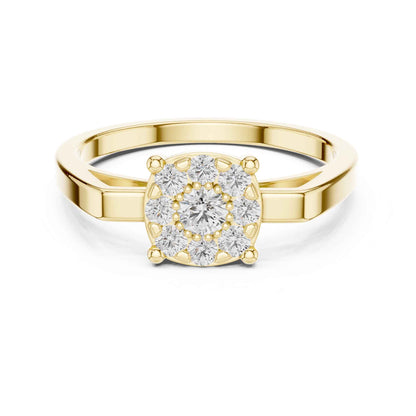 Cushion-Style Round Diamond Cluster Engagement Ring