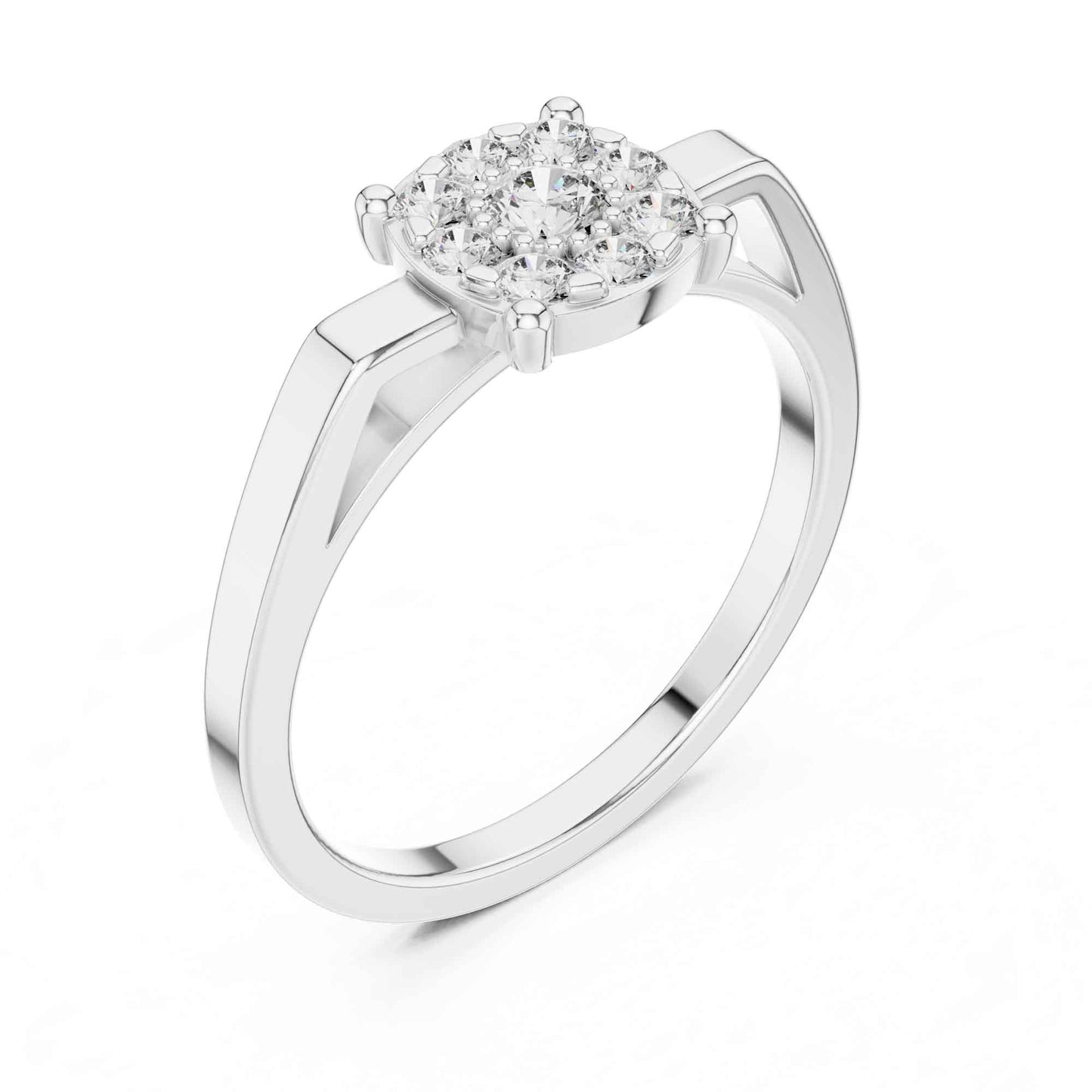 Cushion-Style Round Diamond Cluster Engagement Ring