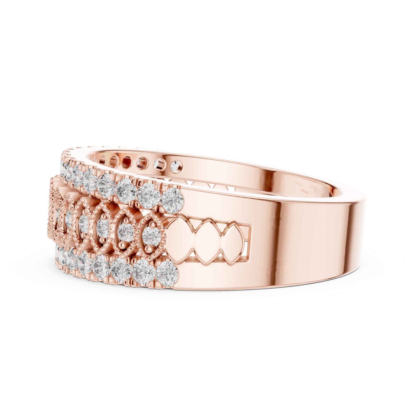 Wide Diamond Eternity Band with Marquise Motif