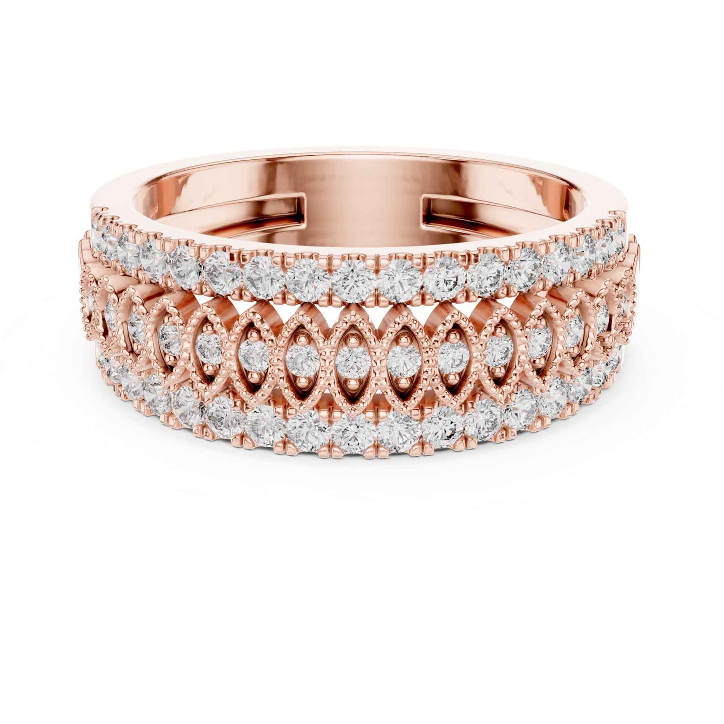 Wide Diamond Eternity Band with Marquise Motif