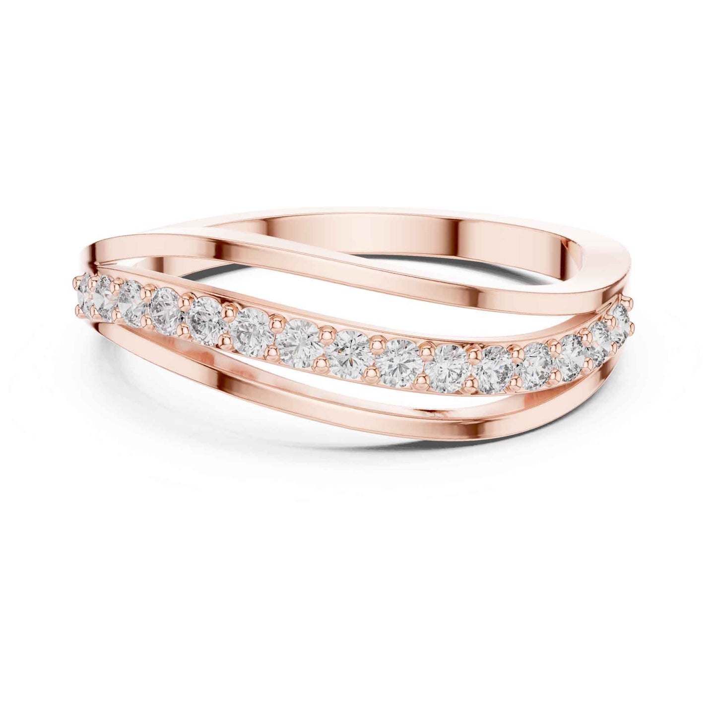 Round Diamond Pavé Crossover Band Ring
