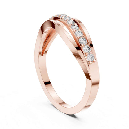 Round Diamond Pavé Crossover Band Ring