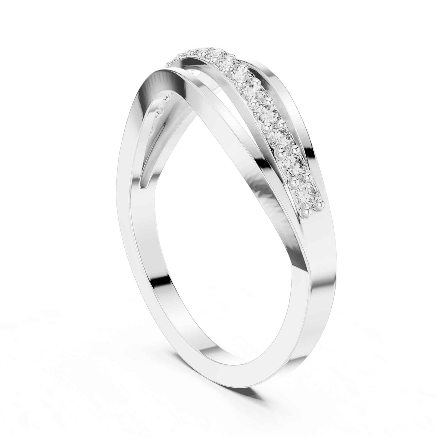Round Diamond Pavé Crossover Band Ring