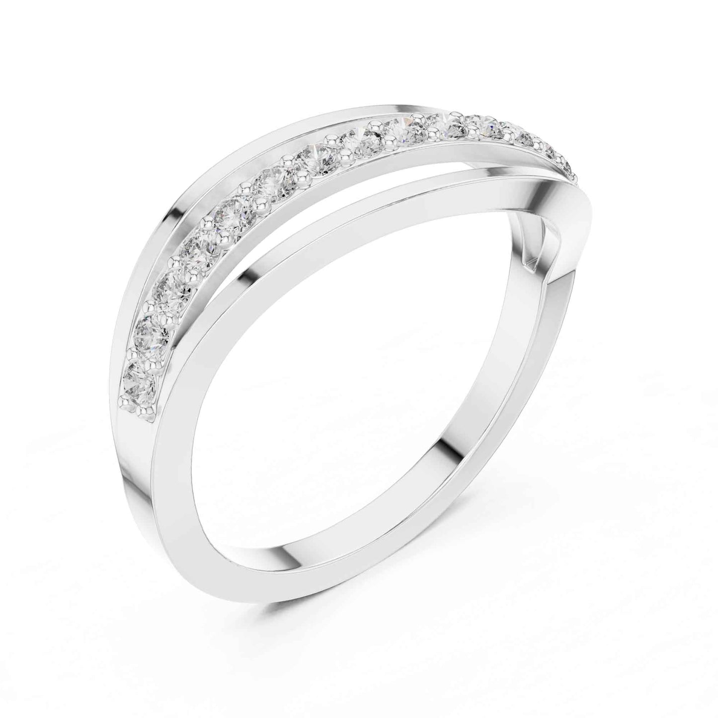 Round Diamond Pavé Crossover Band Ring