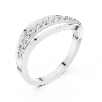 Round Diamond Pavé Crossover Band Ring