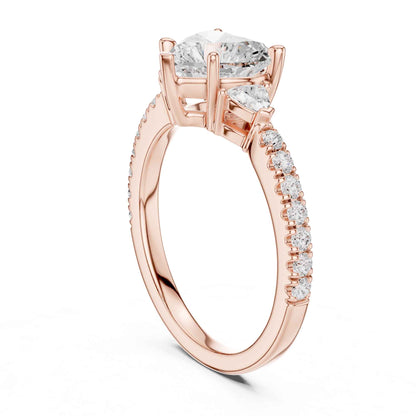 1.5 Carat Ct Heart Shaped Lab Grown Diamond Engagement Ring with Side Stones