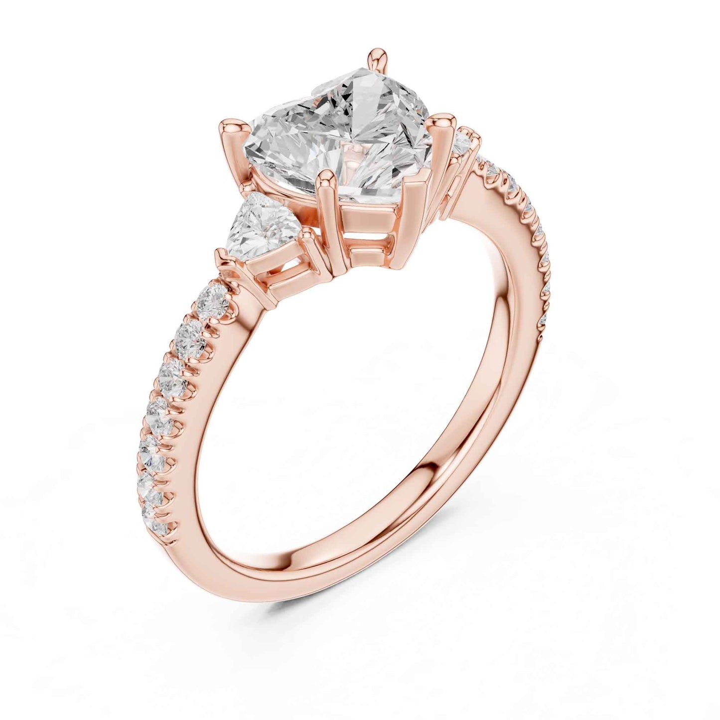 1.5 Carat Ct Heart Shaped Lab Grown Diamond Engagement Ring with Side Stones