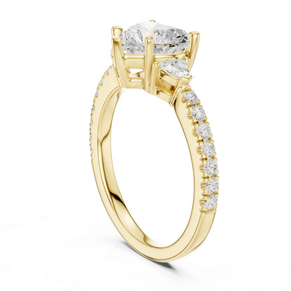 1.5 Carat Ct Heart Shaped Lab Grown Diamond Engagement Ring with Side Stones