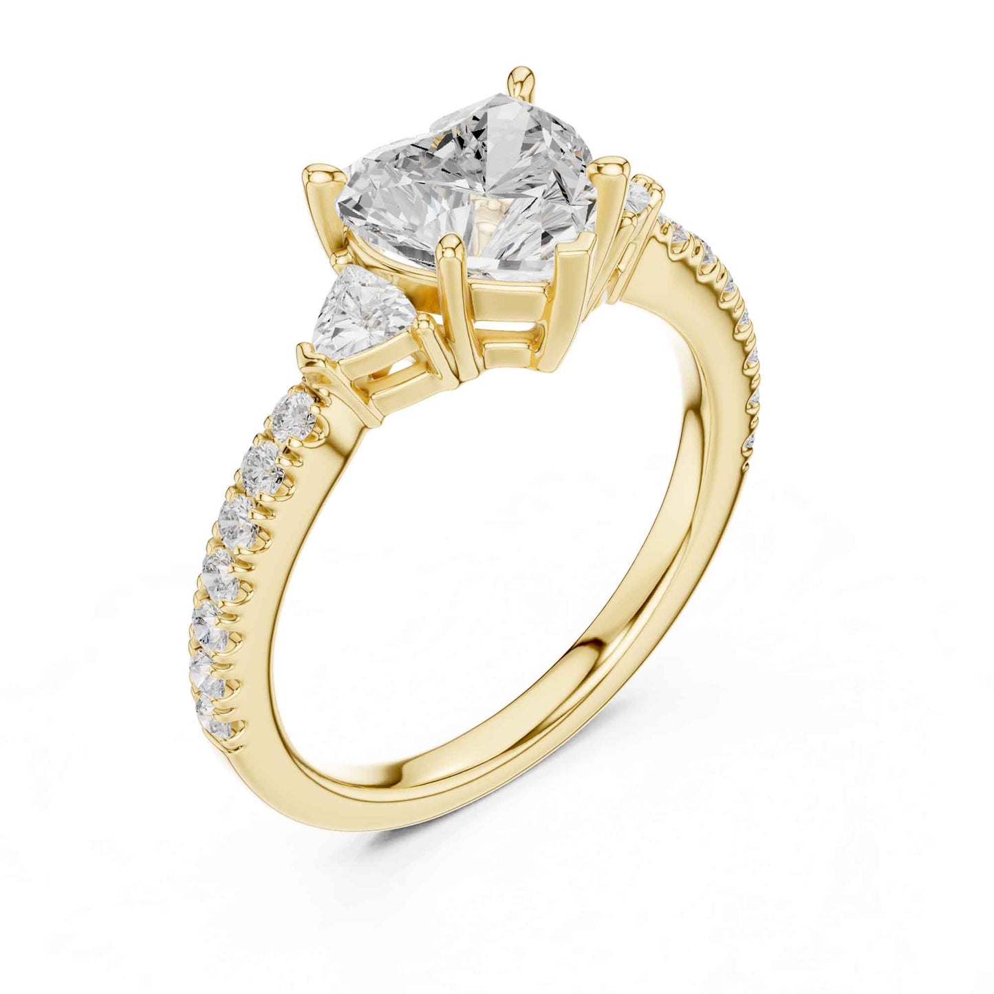 1.5 Carat Ct Heart Shaped Lab Grown Diamond Engagement Ring with Side Stones