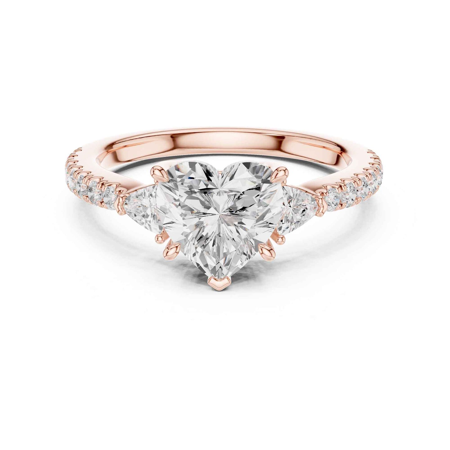 1.5 Carat Ct Heart Shaped Lab Grown Diamond Engagement Ring with Side Stones